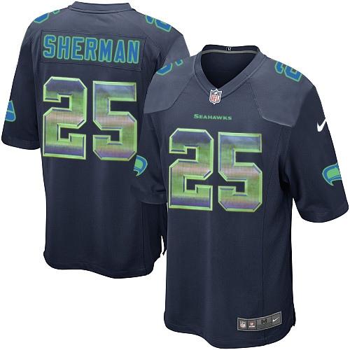 Nike Seahawks #25 Richard Sherman Steel Blue Team Color Men's Stitched NFL Limited Strobe Jersey Nike Seahawks #25 Richard Sherman Steel Blue Team Color Men's Stitched NFL Limited Strobe Jersey