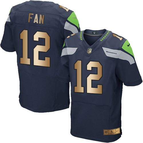 Nike Seahawks #12 Fan Steel Blue Team Color Men's Stitched NFL Elite Gold Jersey Nike Seahawks #12 Fan Steel Blue Team Color Men's Stitched NFL Elite Gold Jersey