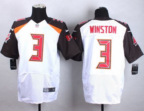 Nike Buccaneers #3 Jameis Winston White Men's Stitched NFL New Elite Jersey Nike Buccaneers #3 Jameis Winston White Men's Stitched NFL New Elite Jersey