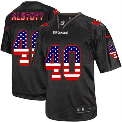 Nike Buccaneers #40 Mike Alstott Black Men's Stitched NFL Elite USA Flag Fashion Jersey Nike Buccaneers #40 Mike Alstott Black Men's Stitched NFL Elite USA Flag Fashion Jersey