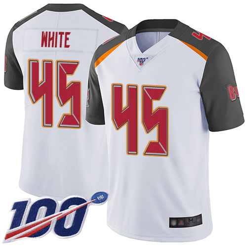 Nike Buccaneers #45 Devin White White Men's Stitched NFL 100th Season Vapor Limited Jersey Nike Buccaneers #45 Devin White White Men's Stitched NFL 100th Season Vapor Limited Jersey