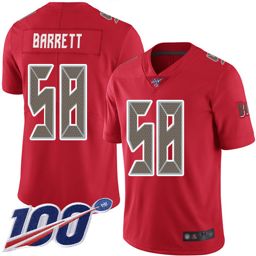 Nike Buccaneers #58 Shaquil Barrett Red Men's Stitched NFL Limited Rush 100th Season Jersey Nike Buccaneers #58 Shaquil Barrett Red Men's Stitched NFL Limited Rush 100th Season Jersey
