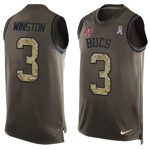 Nike Buccaneers #3 Jameis Winston Green Men's Stitched NFL Limited Salute To Service Tank Top Jersey Nike Buccaneers #3 Jameis Winston Green Men's Stitched NFL Limited Salute To Service Tank Top Jersey