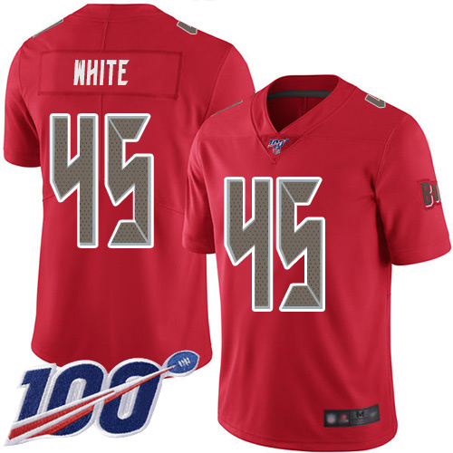 Nike Buccaneers #45 Devin White Red Men's Stitched NFL Limited Rush 100th Season Jersey Nike Buccaneers #45 Devin White Red Men's Stitched NFL Limited Rush 100th Season Jersey