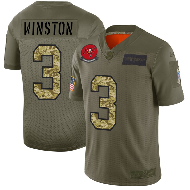 Tampa Bay Buccaneers #3 Jameis Winston Men's Nike 2019 Olive Camo Salute To Service Limited NFL Jersey Tampa Bay Buccaneers #3 Jameis Winston Men's Nike 2019 Olive Camo Salute To Service Limited NFL Jersey