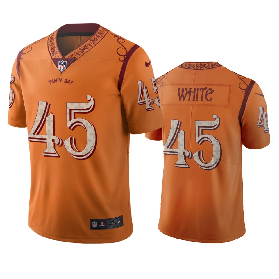 Tampa Bay Buccaneers #45 Devin White Orange Vapor Limited City Edition Jersey Tampa Bay Buccaneers #45 Devin White Orange Vapor Limited City Edition Jersey