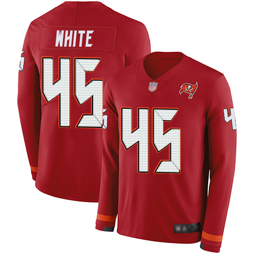 Nike Buccaneers #45 Devin White Red Team Color Men's Stitched NFL Limited Therma Long Sleeve Jersey Nike Buccaneers #45 Devin White Red Team Color Men's Stitched NFL Limited Therma Long Sleeve Jersey