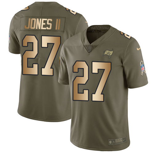 Nike Buccaneers #27 Ronald Jones II Olive/Gold Men's Stitched NFL Limited 2017 Salute To Service Jersey Nike Buccaneers #27 Ronald Jones II Olive/Gold Men's Stitched NFL Limited 2017 Salute To Service Jersey