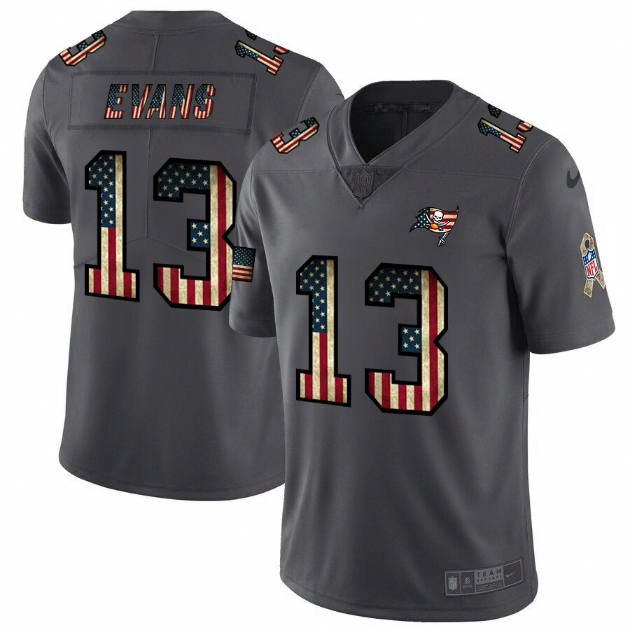 Nike Buccaneers #13 Mike Evans 2018 Salute To Service Retro USA Flag Limited NFL Jersey Nike Buccaneers #13 Mike Evans 2018 Salute To Service Retro USA Flag Limited NFL Jersey