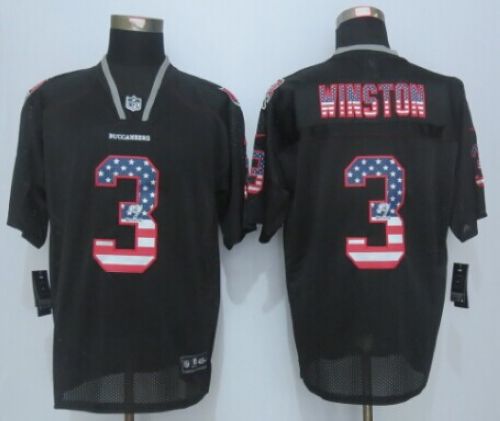 Nike Buccaneers #3 Jameis Winston Black Men's Stitched NFL Elite USA Flag Fashion Jersey Nike Buccaneers #3 Jameis Winston Black Men's Stitched NFL Elite USA Flag Fashion Jersey
