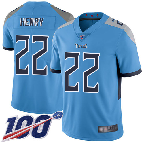 Nike Titans #22 Derrick Henry Light Blue Alternate Men's Stitched NFL 100th Season Vapor Limited Jersey Nike Titans #22 Derrick Henry Light Blue Alternate Men's Stitched NFL 100th Season Vapor Limited Jersey