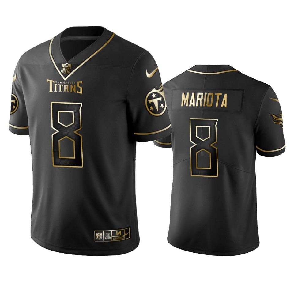 Titans #8 Marcus Mariota Men's Stitched NFL Vapor Untouchable Limited Black Golden Jersey Titans #8 Marcus Mariota Men's Stitched NFL Vapor Untouchable Limited Black Golden Jersey