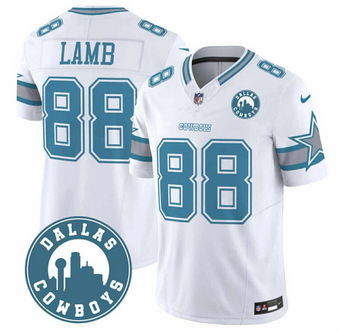 Men's Dallas Cowboys #88 Ceedee Lamb White City Patch Vapor Untouchable Limited Stitched Football Jersey
