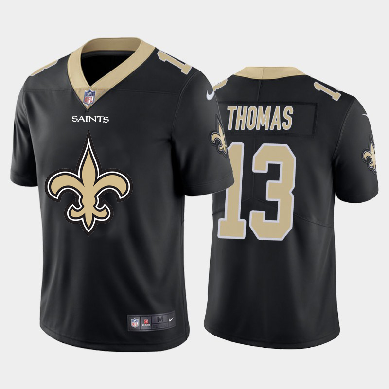 Men's New Orleans Saints #13 Michael Thomas Black 2020 Team Big Logo Limited Stitched Jersey Men's New Orleans Saints #13 Michael Thomas Black 2020 Team Big Logo Limited Stitched Jersey