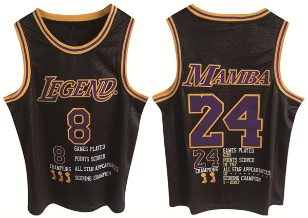 Men's Los Angeles Lakers Front #8 Back #24 Kobe Bryant Black Print Basketball Jersey Men's Los Angeles Lakers Front #8 Back #24 Kobe Bryant Black Print Basketball Jersey