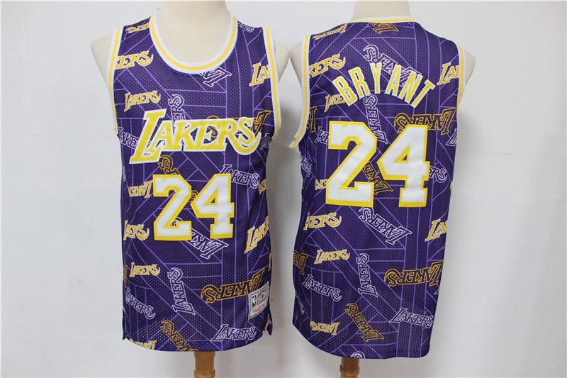 Men's Los Angeles Lakers #24 Kobe Bryant Purple Tear Up Pack Hardwood Classics Swingman Stitched Jersey Men's Los Angeles Lakers #24 Kobe Bryant Purple Tear Up Pack Hardwood Classics Swingman Stitched Jersey