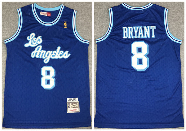 Men's Los Angeles Lakers #8 Kobe Bryant Blue Throwback Stitched Jersey Men's Los Angeles Lakers #8 Kobe Bryant Blue Throwback Stitched Jersey