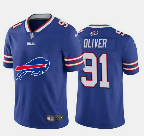 Men's Buffalo Bills #91 Ed Oliver Blue 2020 Team Big Logo Limited Stitched Jersey Men's Buffalo Bills #91 Ed Oliver Blue 2020 Team Big Logo Limited Stitched Jersey