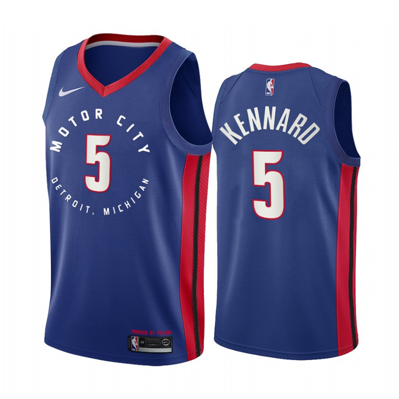 Men's Detroit Pistons #5 Luke Kennard 2020 Blue City Edition Stitched Jersey Men's Detroit Pistons #5 Luke Kennard 2020 Blue City Edition Stitched Jersey