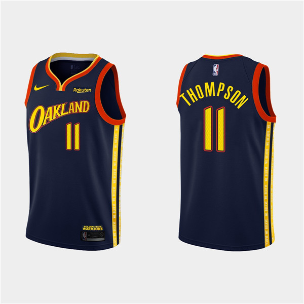 Men's Golden State Warriors Navy #11 Klay Thompson 2020-21 City Edition Stitched NBA Jersey