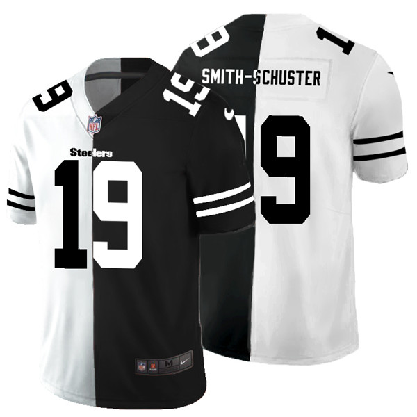 Men's Pittsburgh Steelers #19 JuJu Smith-Schuster Black &White NFL Limited Stitched Jersey Men's Pittsburgh Steelers #19 JuJu Smith-Schuster Black &White NFL Limited Stitched Jersey