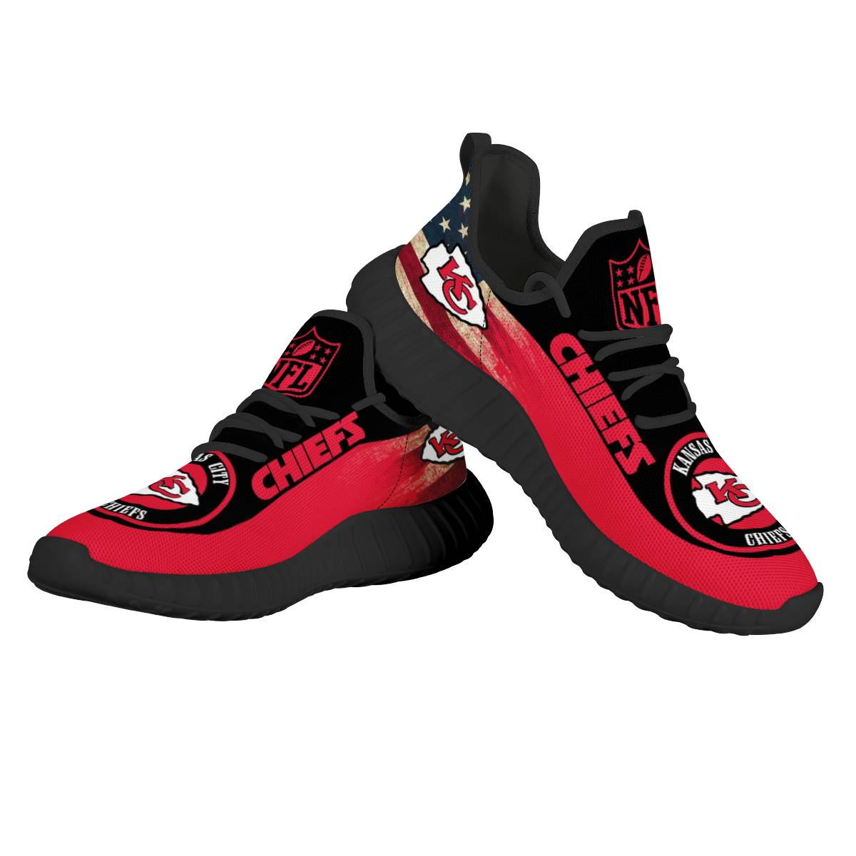 Women's Kansas City Chiefs Mesh Knit Sneakers/Shoes 001 Women's Kansas City Chiefs Mesh Knit Sneakers/Shoes 001