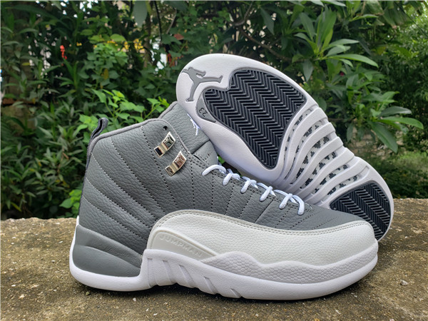 Men's Running weapon Air Jordan 12 Grey/White Shoes 031 Men's Running weapon Air Jordan 12 Grey/White Shoes 031