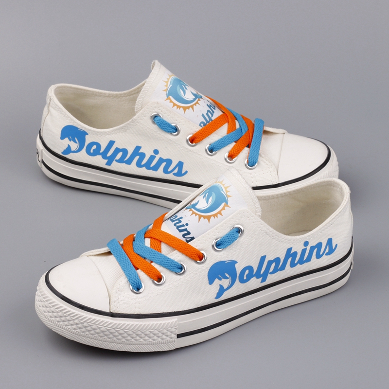 Women's Miami Dolphins Repeat Print Low Top Sneakers 004 Women's Miami Dolphins Repeat Print Low Top Sneakers 004