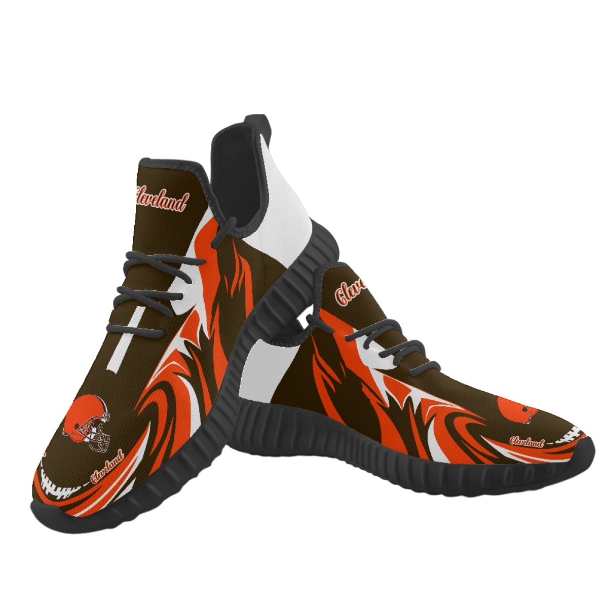 Women's Cleveland Browns Mesh Knit Sneakers/Shoes 0011 Women's Cleveland Browns Mesh Knit Sneakers/Shoes 0011