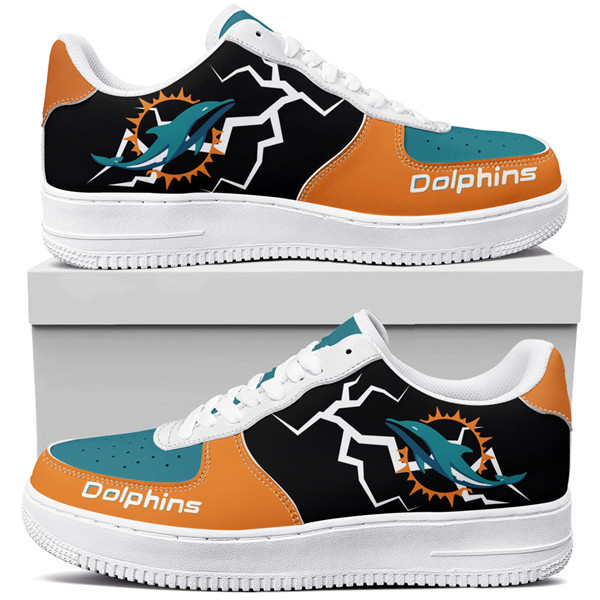 Women's Miami Dolphins Air Force 1 Sneakers 001 Women's Miami Dolphins Air Force 1 Sneakers 001