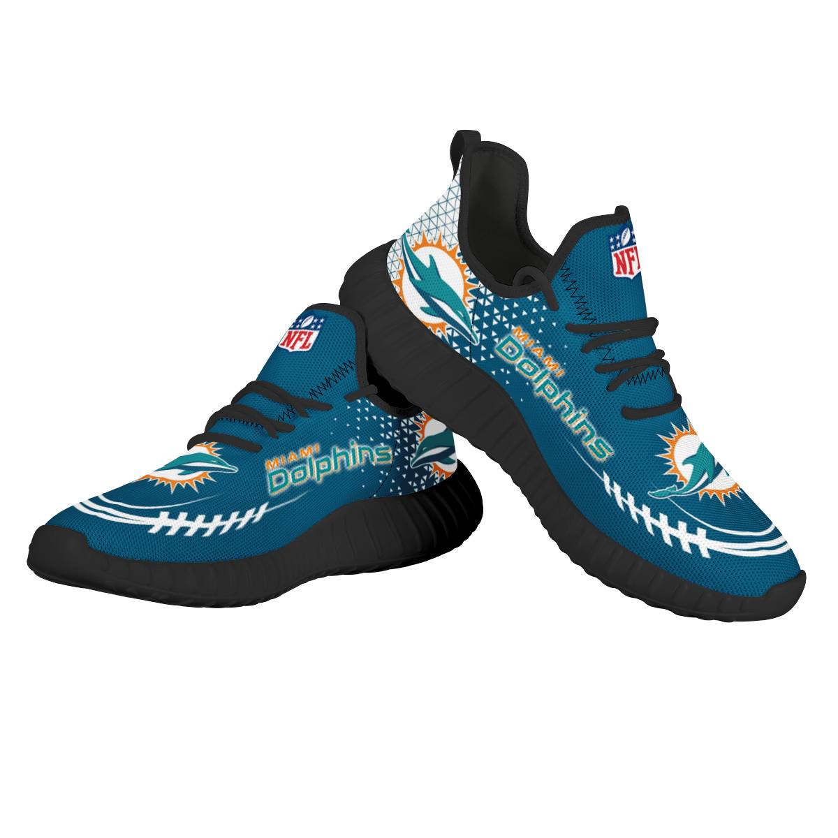 Women's Miami Dolphins Mesh Knit Sneakers/Shoes 001 Women's Miami Dolphins Mesh Knit Sneakers/Shoes 001