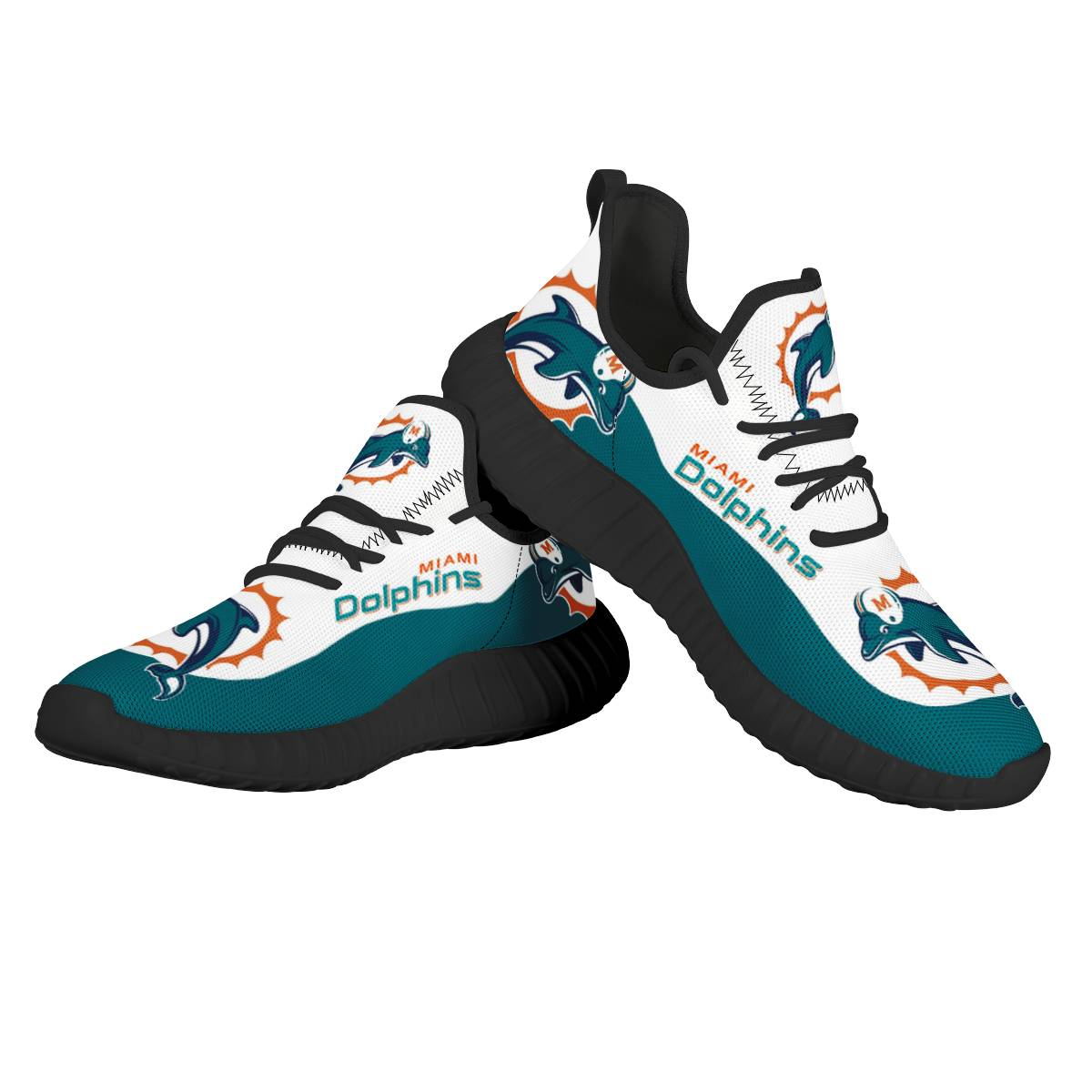 Women's Miami Dolphins Mesh Knit Sneakers/Shoes 005 Women's Miami Dolphins Mesh Knit Sneakers/Shoes 005