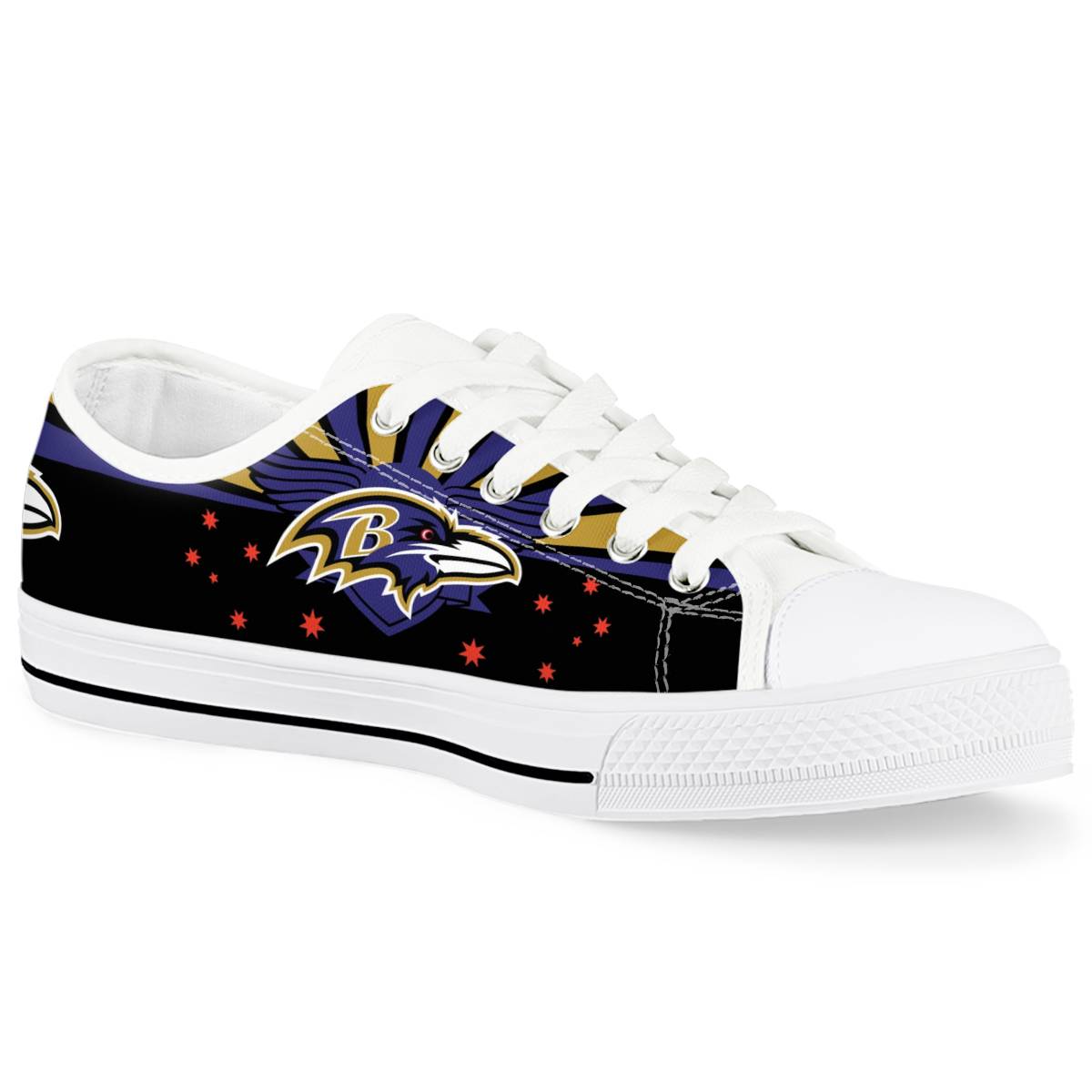 Women's Baltimore Ravens Low Top Canvas Sneakers 009 Women's Baltimore Ravens Low Top Canvas Sneakers 009