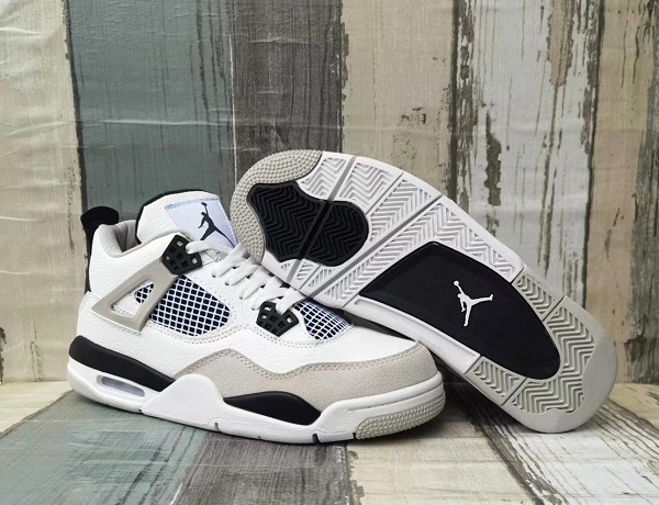Men's Hot Sale Running weapon Air Jordan 4 White/Black Shoes 0111 Men's Hot Sale Running weapon Air Jordan 4 White/Black Shoes 0111