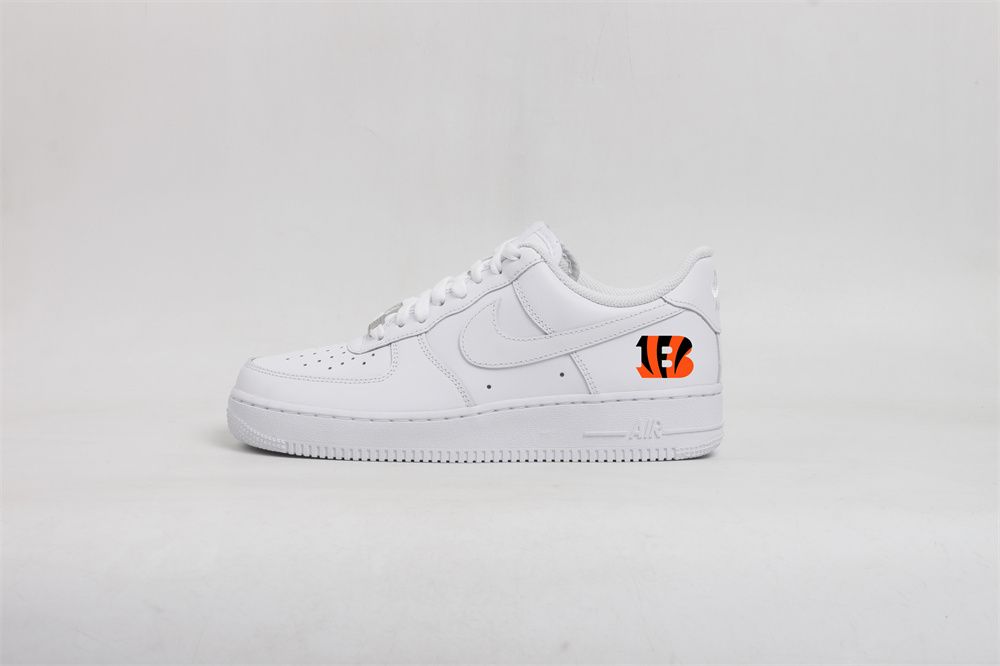 Women's Cincinnati Bengals Air Force 1 White Shoes 001 Women's Cincinnati Bengals Air Force 1 White Shoes 001