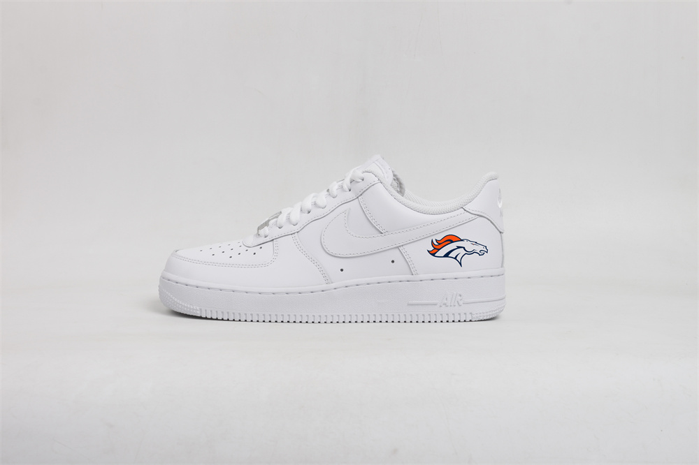 Women's Denver Broncos Air Force 1 White Shoes 001 Women's Denver Broncos Air Force 1 White Shoes 001