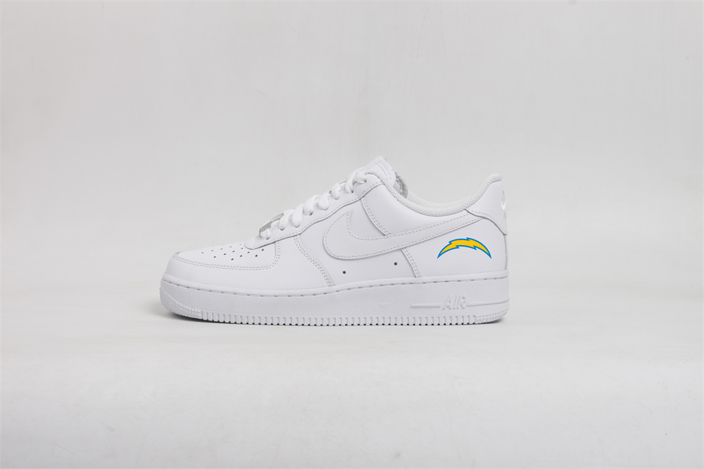 Women's Los Angeles Chargers Air Force 1 White Shoes 001 Women's Los Angeles Chargers Air Force 1 White Shoes 001