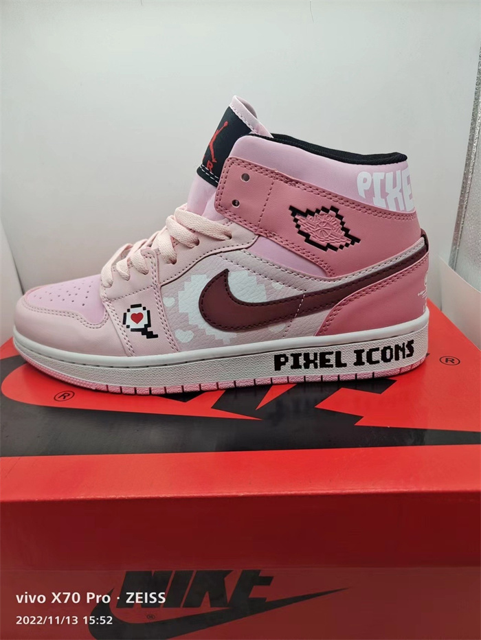 Women's Running Weapon Air Jordan 1 Pink/White Shoes 0219 Women's Running Weapon Air Jordan 1 Pink/White Shoes 0219