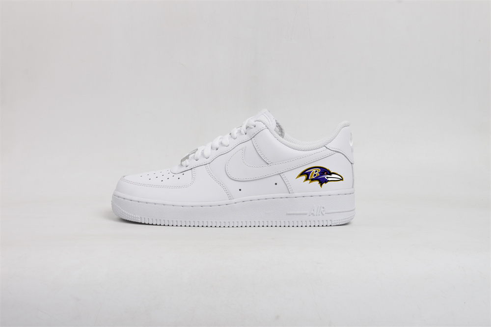 Women's Baltimore Ravens Air Force 1 White Shoes 001