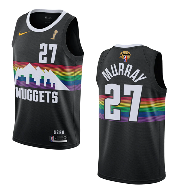 Men's Denver Nuggets #27 Jamal Murray Black 2023 Finals Champions City Edition Stitched Basketball Jersey Men's Denver Nuggets #27 Jamal Murray Black 2023 Finals Champions City Edition Stitched Basketball Jersey