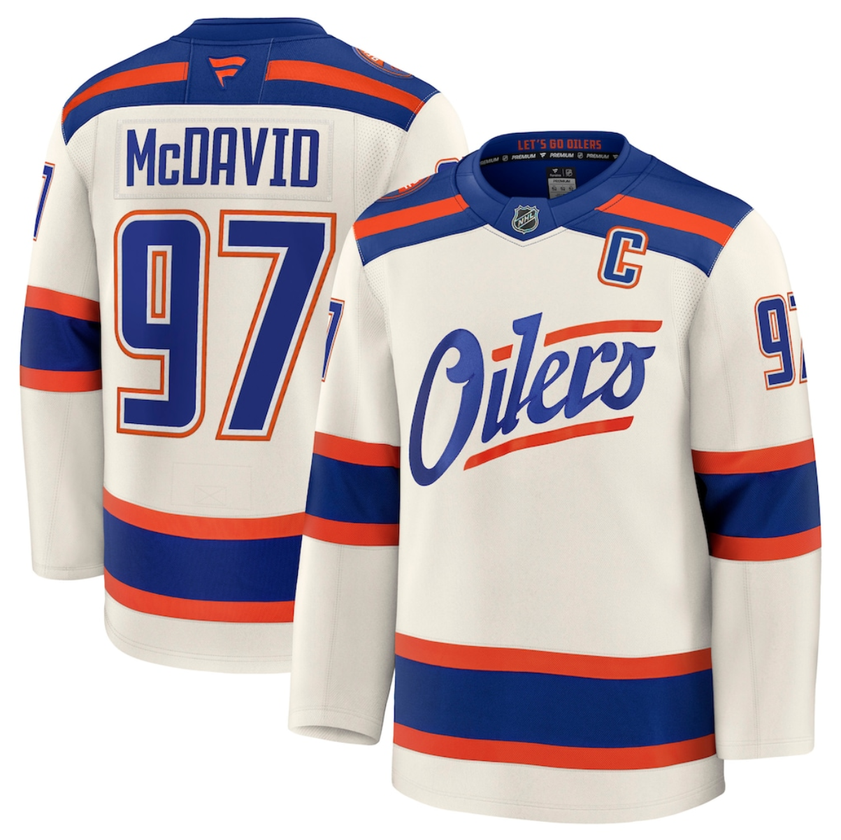 Men's Edmonton Oilers #97 Connor McDavid Light Beige Alternate With C Patch Stitched Hockey Jersey Men's Edmonton Oilers #97 Connor McDavid Light Beige Alternate With C Patch Stitched Hockey Jersey