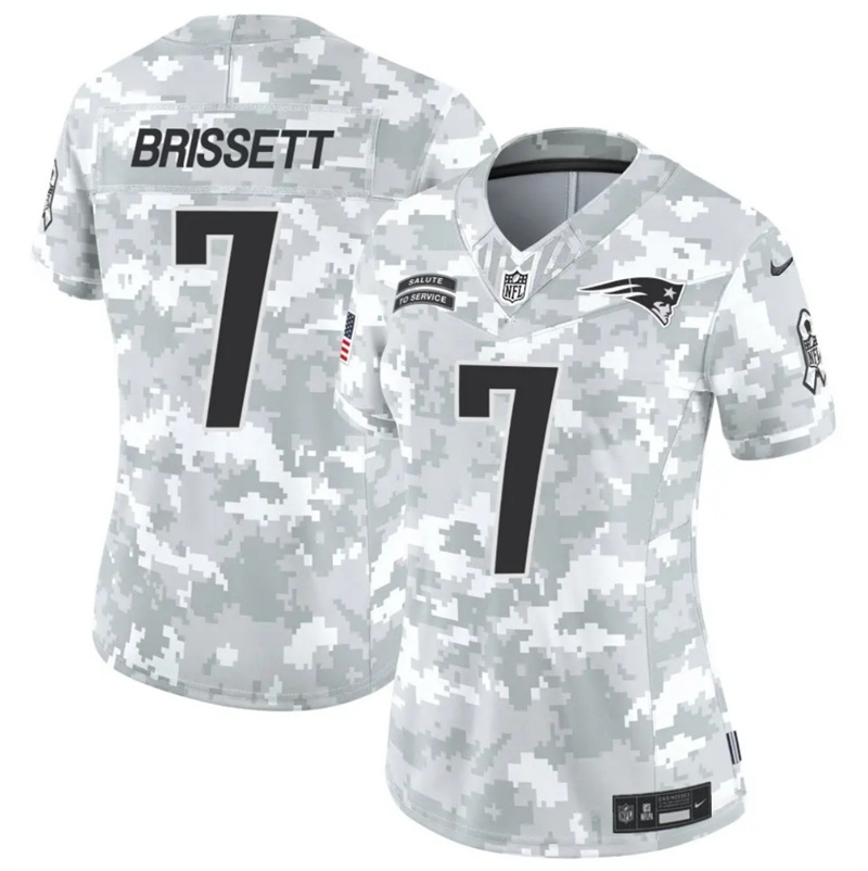 Women's New England Patriots #7 Jacoby Brissett 2024 F.U.S.E Arctic Camo Salute to Service Limited Stitched Jersey(Run Small) Women's New England Patriots #7 Jacoby Brissett 2024 F.U.S.E Arctic Camo Salute to Service Limited Stitched Jersey(Run Small)