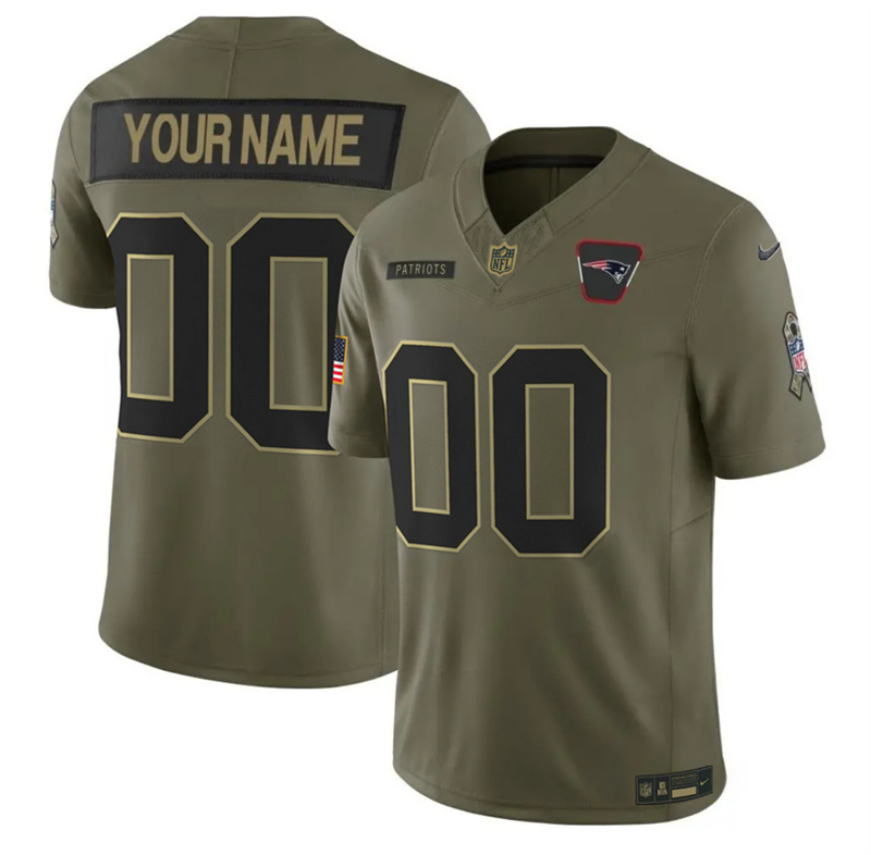 Youth New England Patriots Active Player Custom Olive 2025 F.U.S.E. Salute to Service Limited Stitched Football Jersey Youth New England Patriots Active Player Custom Olive 2025 F.U.S.E. Salute to Service Limited Stitched Football Jersey