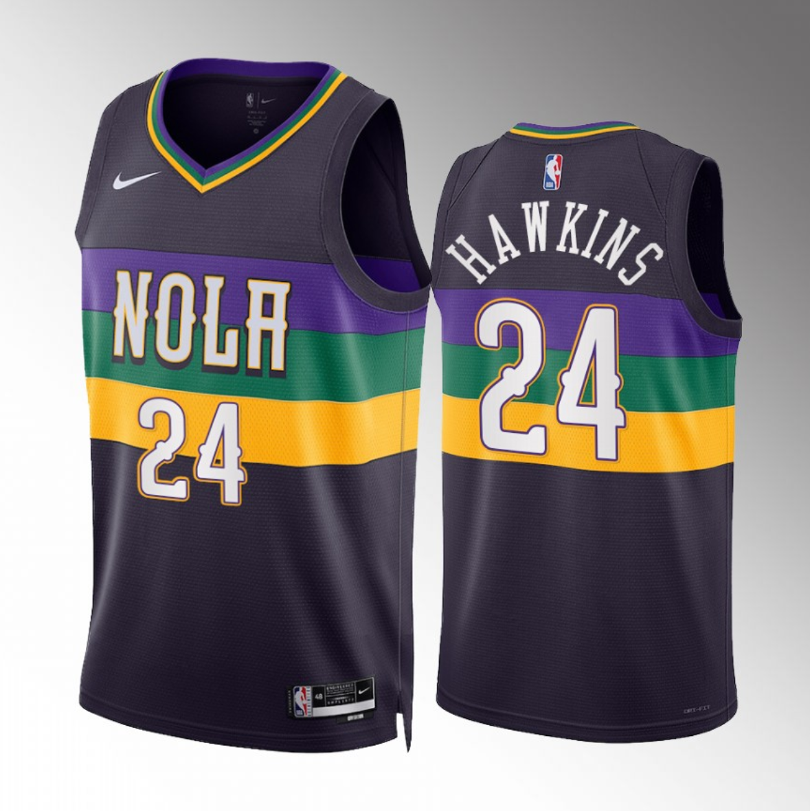 Men's New Orleans Pelicans #24 Jordan Hawkins Purple 2023 Draft City Edition Stitched Basketball Jersey Men's New Orleans Pelicans #24 Jordan Hawkins Purple 2023 Draft City Edition Stitched Basketball Jersey