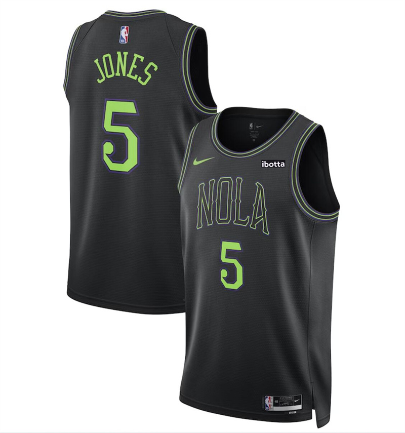Men's New Orleans Pelicans #5 Herbert Jones Black City Edition Stitched Basketball Jersey Men's New Orleans Pelicans #5 Herbert Jones Black City Edition Stitched Basketball Jersey