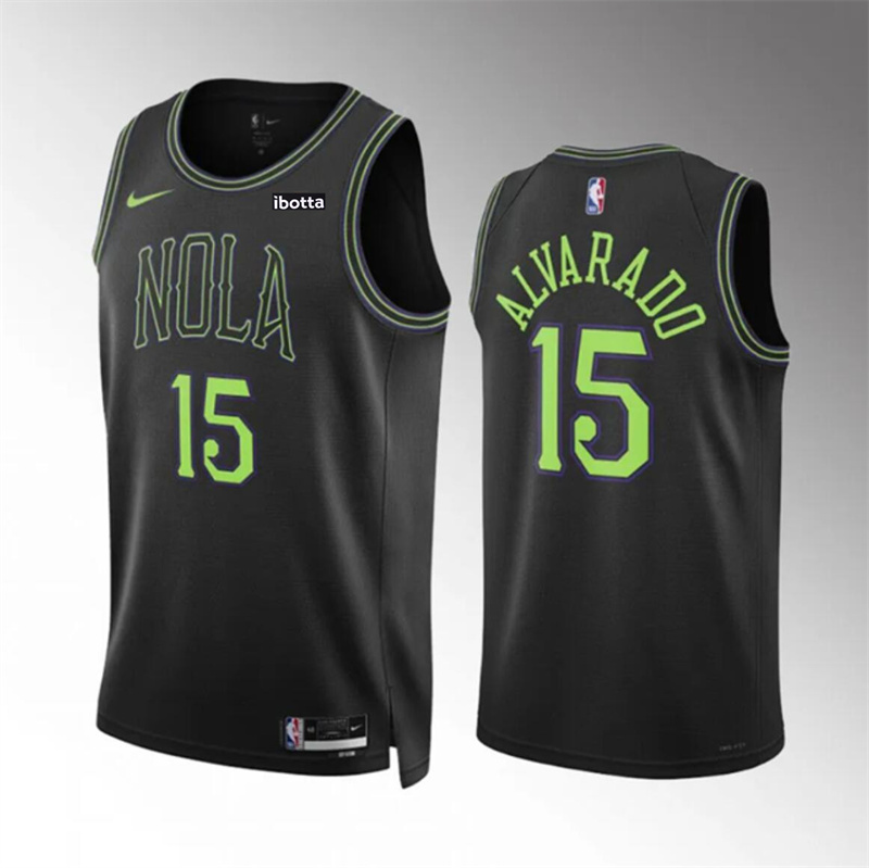 Men's New Orleans Pelicans #15 Jose Alvarado Black City Edition Stitched Basketball Jersey Men's New Orleans Pelicans #15 Jose Alvarado Black City Edition Stitched Basketball Jersey