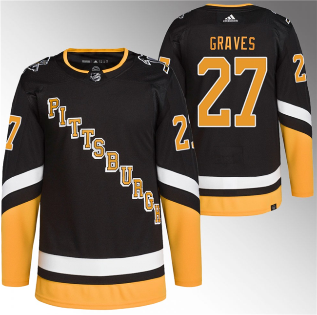 Men's Pittsburgh Penguins #27 Ryan Graves Black 2021/22 Alternate Primegreen Stitched Jersey Men's Pittsburgh Penguins #27 Ryan Graves Black 2021/22 Alternate Primegreen Stitched Jersey