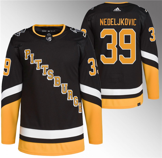 Men's Pittsburgh Penguins #39 Alex Nedeljkovic Black 2021/22 Alternate Primegreen Stitched Jersey Men's Pittsburgh Penguins #39 Alex Nedeljkovic Black 2021/22 Alternate Primegreen Stitched Jersey