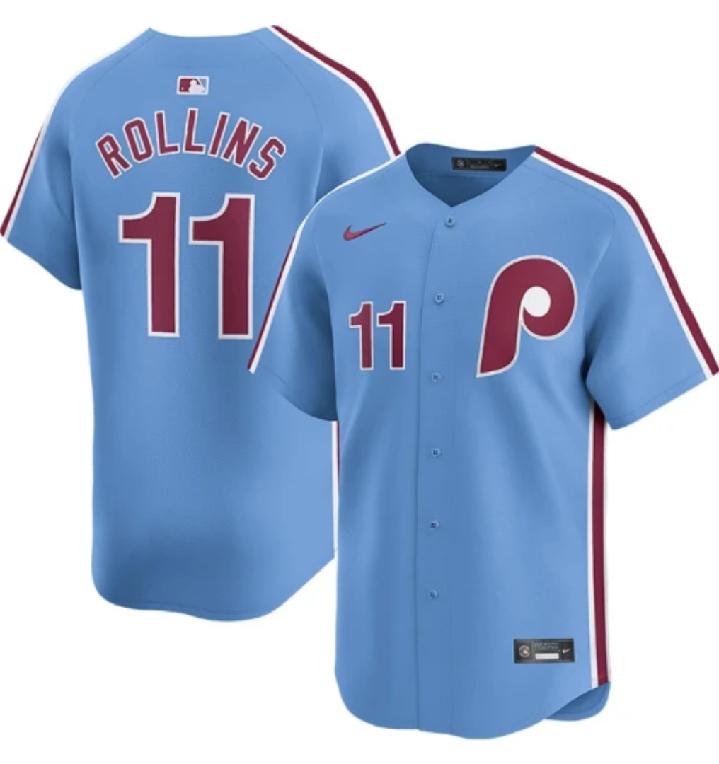 Men's Philadelphia Phillies Custom Light Blue Alternate Limited Stitched Jersey