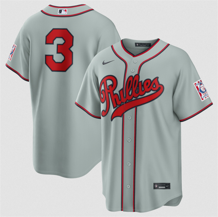 Men's Philadelphia Phillies #3 Bryce Harper Gray 2026 Field of Dreams Stadium Stitched Baseball Jersey